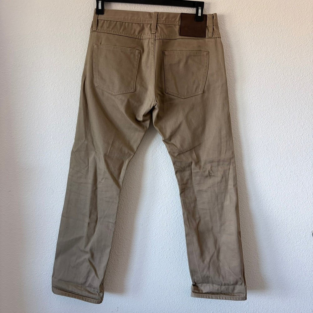 Unbranded Brand UB307 Straight Fit 12.5oz Selvedge Jeans Brown Beige Tan Mens 33 - Picture 5 of 9
